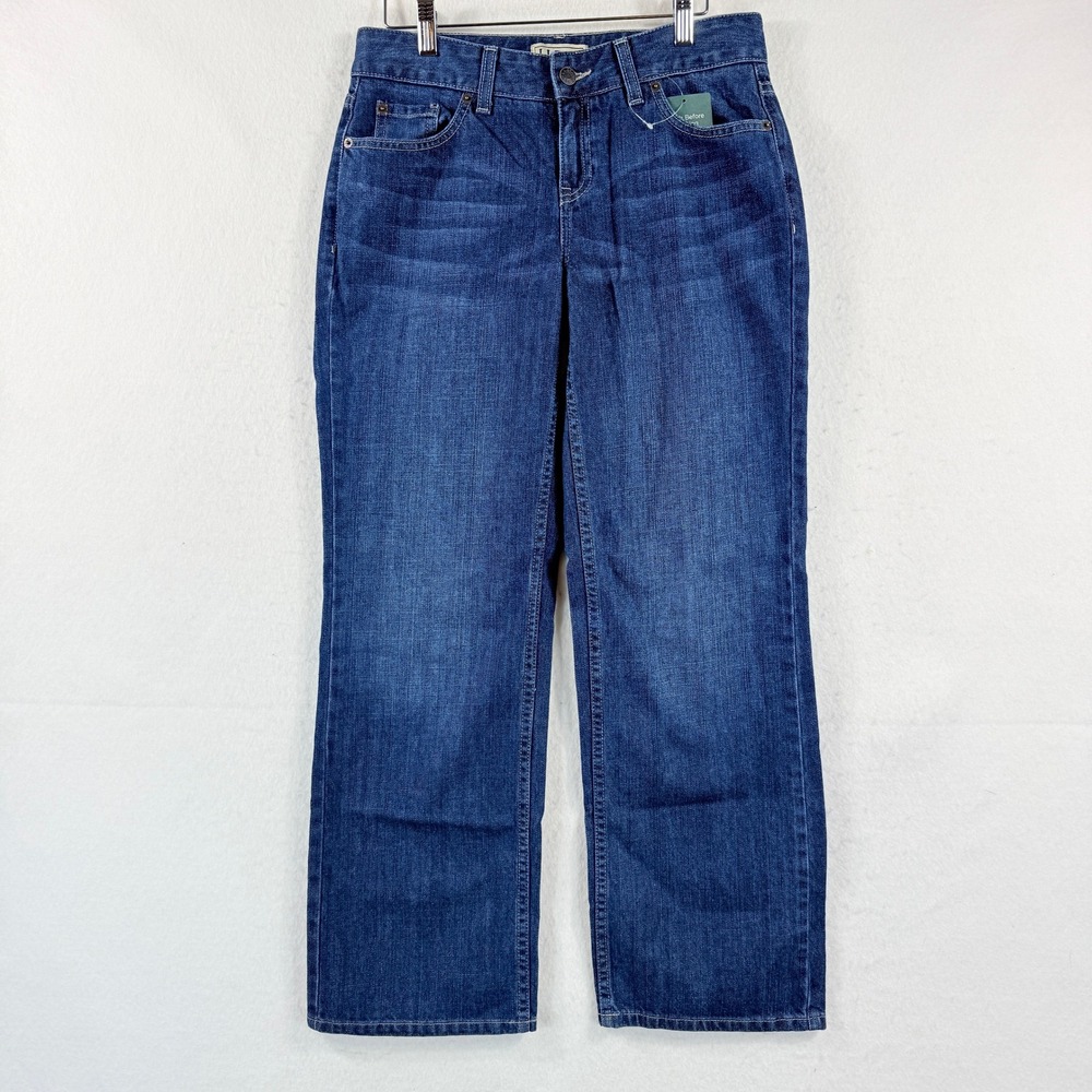 LL Bean Straight Leg Jeans Women 6 Petite Medium Blue Denim Classic Everyday NEW